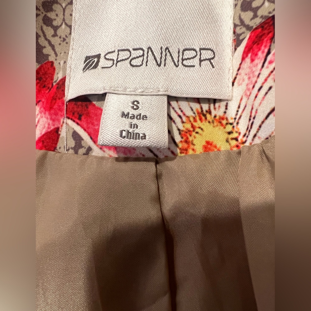 SPANNER Multicolor Floral Belted Trench Coat Size Small - Picture 11 of 12